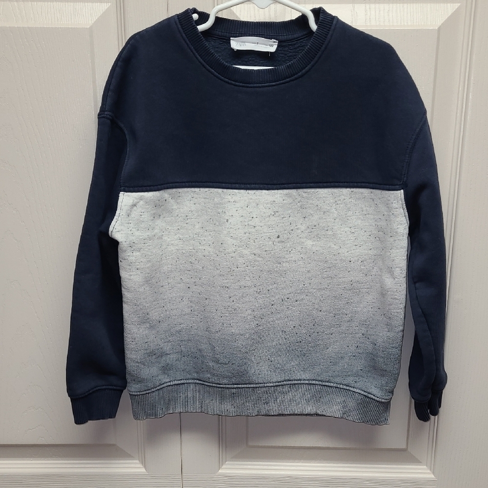 Zara Navy and Gray Umbre Distressed Long sleeve  Crewneck Sweatshirt 7
